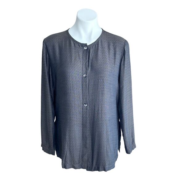 Eileen Fisher Cardigan Silk Linen Blend Button Front Lightweight Drapey Womens S - Picture 2 of 12